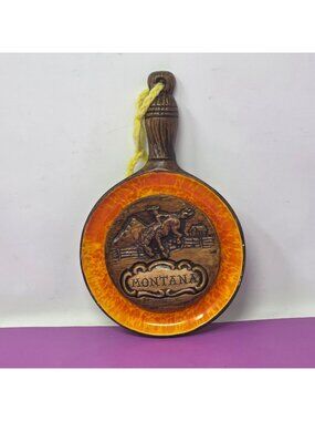 Vintage Treasure Craft Montana Cowboy Bucking Horse Ceramic Wall Plaque